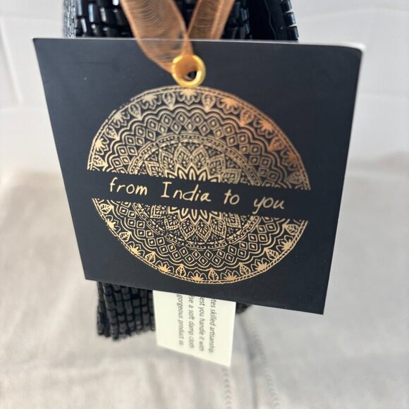 Made in India City Skyline Beaded Shoulder Bag - Black and Sliver - Picture 12 of 12